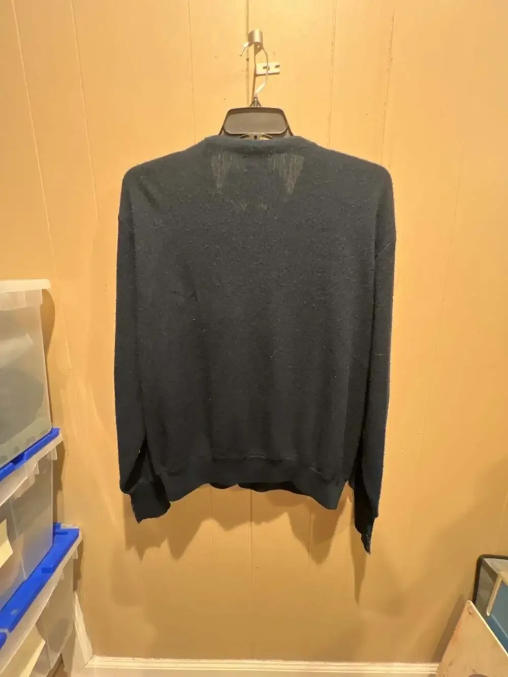 Vintage Izod Lacoste Mens Navy Blue Acrylic Cardigan Sweater